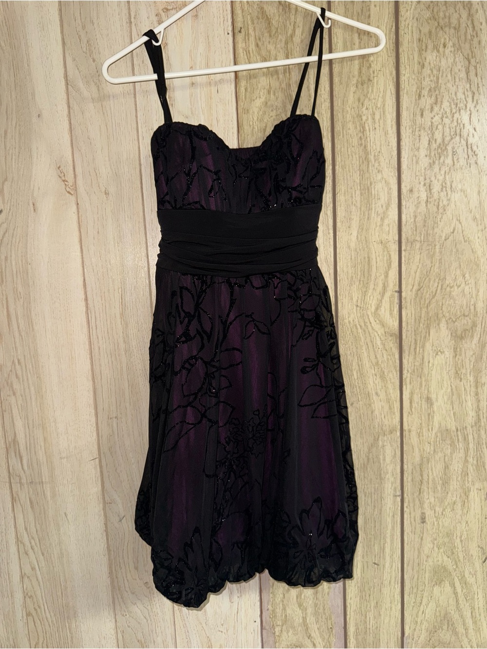 Strapless Purple and Black Floral Party Dress